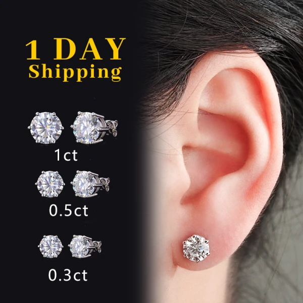 925 Sterling Silver Ladies Moissanite Earrings