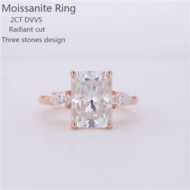 Tiga Cincin Emas Berlian Lab Batu